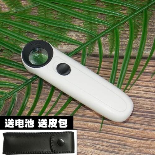 Handheld 40X Magnifying Magnifier Mini LED Acrylic lens Glass Jeweler Loupe Loop With 2 LED Light Jewelry Watch Repair Tool