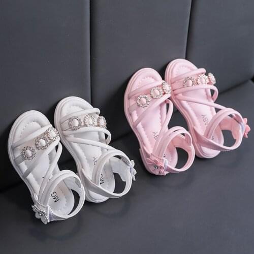 New Summer 2020 Girls Flowers Rhinestones Princess Shoes Toddler Baby Sandals Soft Bottom Cute PU Leather GIRLS Sandals
