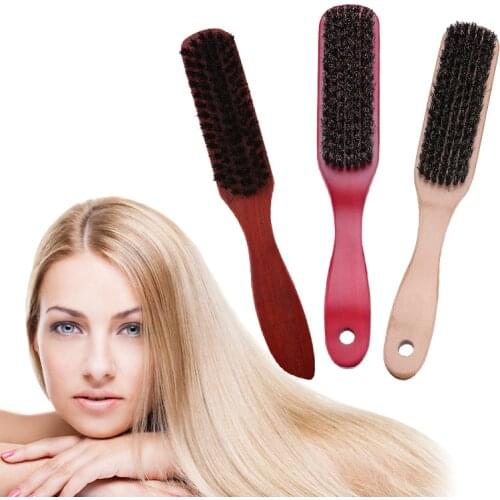 Wood Handle Hair Brush Hard Boar Bristle Combs For Men Women Hairdressing Hair Styling Beard Comb Brush