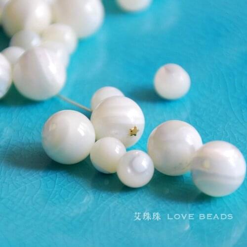 10 pcs/lot natural mother of pearl MOP 8mm10mm silver tridacna round loose beads jewelry making DIY for women