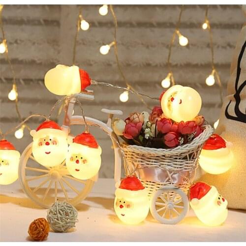 10Leds Santa Claus LED String Light Battery Powered Led Christmas Light Indoor Christmas Tree Ornament Fairy Light Navidad Decor