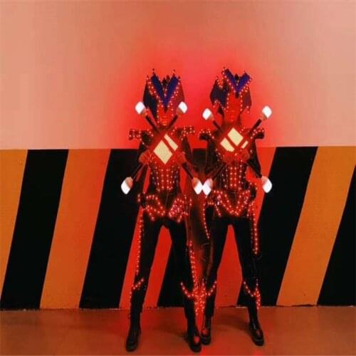 M28 Ballroom dance led robot costumes armor mirror luminous suit glowing dj bar outfits bar colorful light Display clothe mask