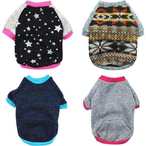 Warm Fleece Pet Dog Clothes Cute Star Print Coat Small Medium Dog Cat Shirt Jacket Teddy French Bulldog Chihuahua Winter Outfit