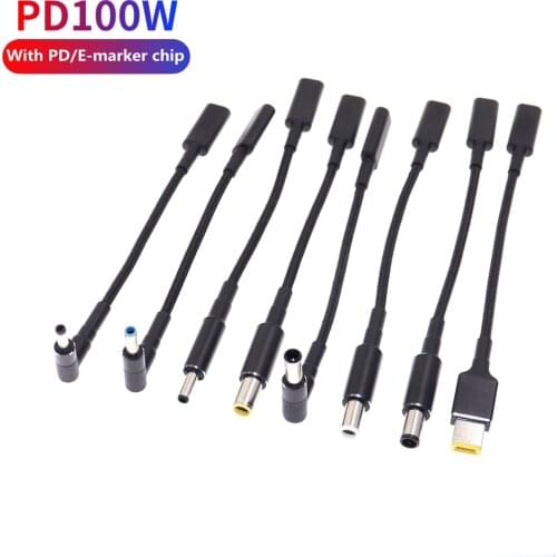 100W Universal Laptop Power Adapter Connector Fast Charging Cable Cord USB Type C Female to Notebook Charger Plug Jack Converter