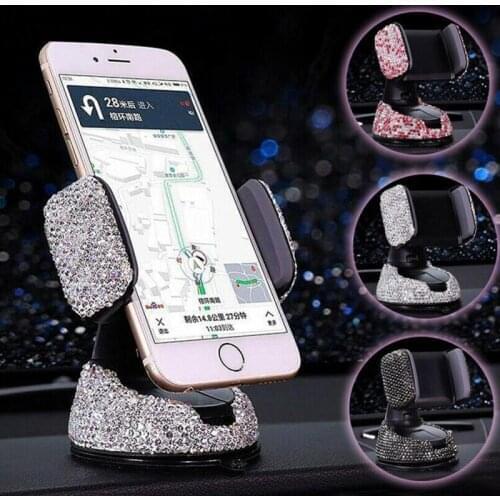 Universal Car Phone Holder Mobile Phone Holder Air Outlet Car Suction Cup Holder Crystal Diamond Car Dashboard Phone Holder