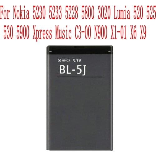 High Quality 1320mAh BL-5J Battery For Nokia 5230 5233 5228 5800 3020 Lumia 520 525 530 5900 Xpress Music C3-00 N900 Cell Phone