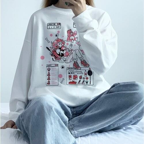 Japanese cartoon kawaii Streetwear sweatshirt women casual fashion Vintage tops Ulzzang punk ins fun Harajuku O-neck sweatshirt