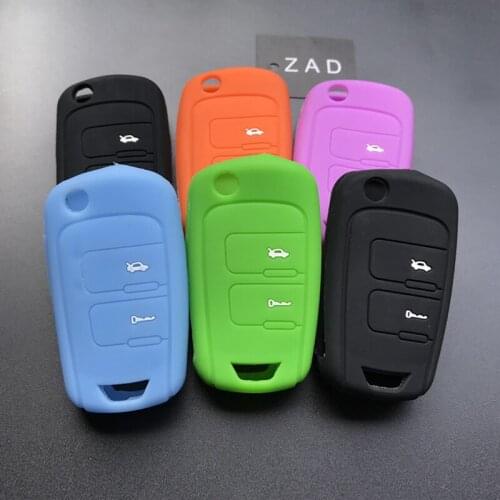 ZAD silicone Rubber car key cover case for Chevrolet Epica Tosca Holden Aveo 2 buttons flip remote key accessories shell cup set