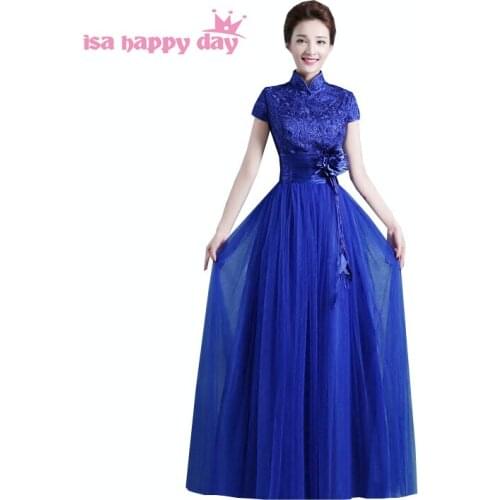 Beautiful blue high-neck full dress long robe graduation 8th grade formal new arrivals 2020 women dresses ball gown H3051