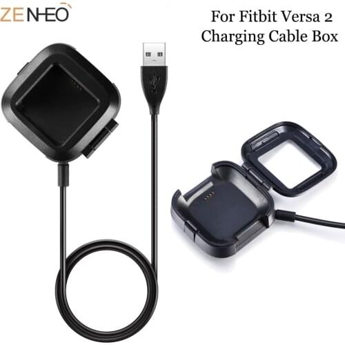 1m USB Fast Charging Cable Box for Fitbit Versa2 Smart Watch Portable Charging Charger Protective Case for Fitbit Versa 2