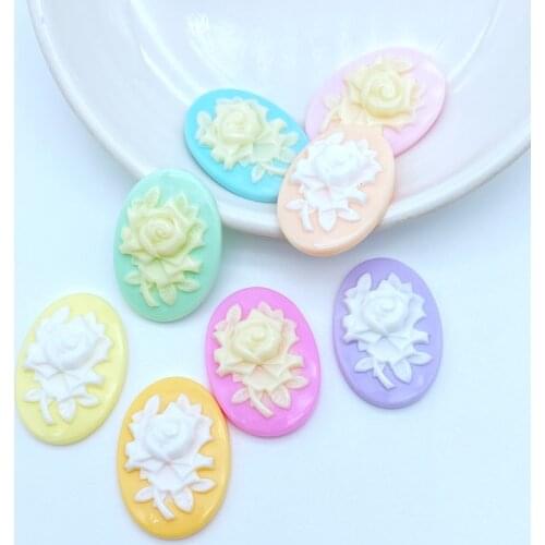 10/20Pcs Resin Lovely Mixed Oval Shaped Flower Flatback Cabochon Scrapbook Kawaii DIY Embellishments Accessories L07