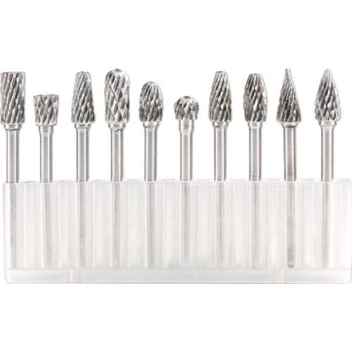 10pcs/set 3*6MM Double text Head Tungsten Carbide Rotary Tool Point Burr Die Grinder Abrasive Tools Drill Milling Carving Bit