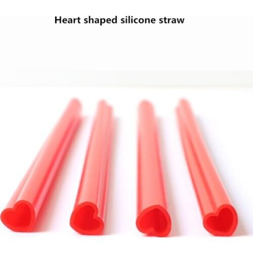 10pcs/lot Non-toxic Health Heart shape Reusable Drinking Straw silicone Straw Portable Bar Party Straws Heat resistant