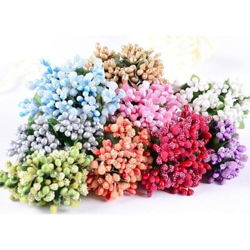 144 Flowers/pack Handcraft Artificial Flowers Stamen Sugar Wedding Party Decoration DIY Scrapbooking Garland Craft Fake Flowers