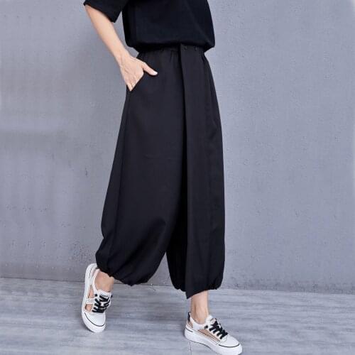 210411 High Elastic Waist Solid Color Harem Trousers New Loose Fit Pants Women Fashion Tide Spring Summer 2021