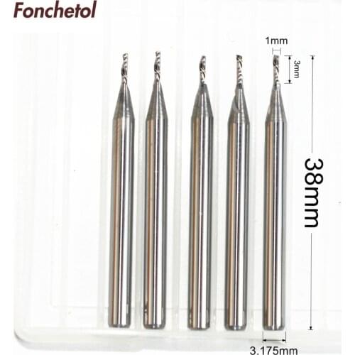 3.175mm*1mm*3mm-5pcs flute down cut milling cutter,woodworking router bit,cnc solid carbide tool,PVC,acrylic,left spiral knife