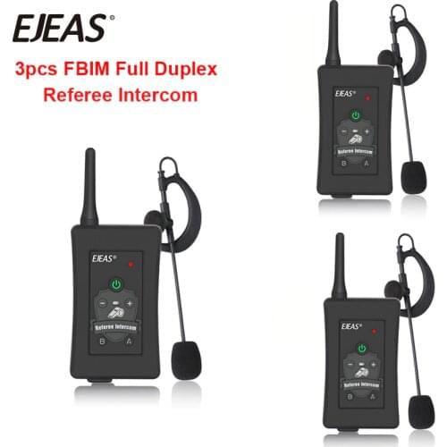 3pcs Latest EJEAS Brand FBIM Football Soccer Referee Motorcycle Bluetooth Intercom Full Duplex BT Referee Headset with FM Radio