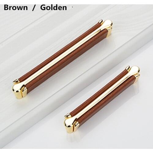 96 128mm fashion modern silod brown black leather wine cabinet tv cabinet bathroom cabinet knob gold stain nickel cupboard hande