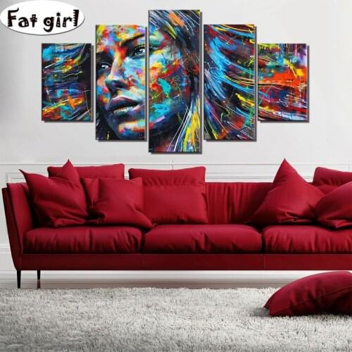 Abstract artistic beauty portraits 5D Diy Diamond painting cross stitch embroidery full square round modern home art wall poster