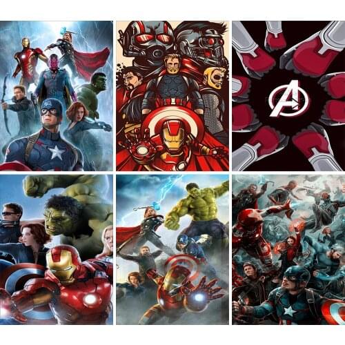Diamond Painting Full Square Round Cartoon Marvel Avengers 5D DIY Iron Man Spiderman Embroidery Cross Stitch Mosaic Home Decor