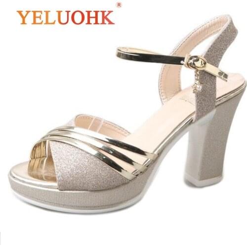 Platform Sandals Women Fashion 2019 Women Summer Shoes Gold Silver Extreme High Heel Women Sandals 10 CM