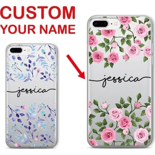 Personalized Custom Name Rose Flower Floral Soft Clear Phone Case For iPhone 12 6 6S XS Max 7 7Plus 8 8Plus 5 X 11 Pro Max