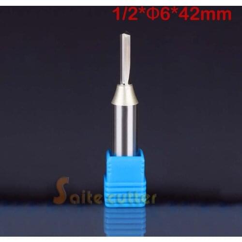 1pc 12.7*6*42MM TCT double flute straight drill bit for wood drilling on CNC router woodworking engraving machine tool cutter