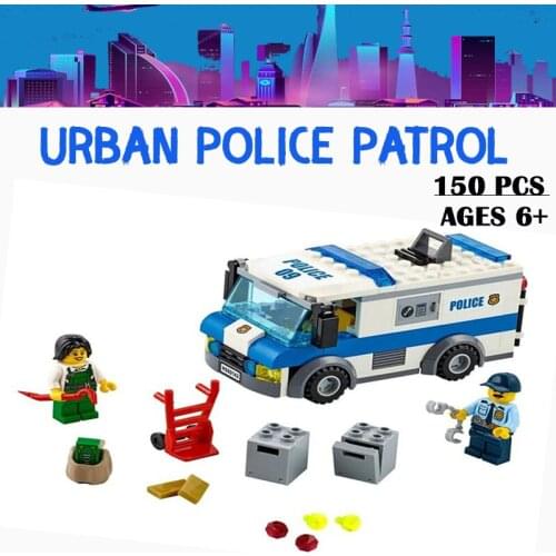 City Police Money Transporter Car Model Figure Blocks Educational Construction Building Bricks Toys For Children Gift