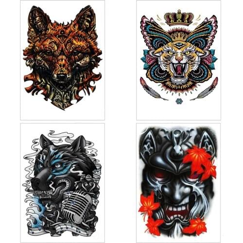 HOT SALE 48X34CM Gold WOLF COOL Temporary Body Tattoo Art Stickers Big tattoo