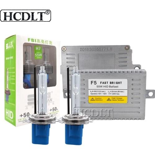 HCDLT AC 55W HID Xenon Kit H7 H1 H11 HB3 HB4 9012 D2H Car Light DLT F5 Fast Bright Ballast Xenon 55W 5500K Auto Headlight Bulb