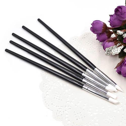 Hot 5Pcs Soft Silicone Nail Art Design Brushes Sculpture Carving Painting Pen Set