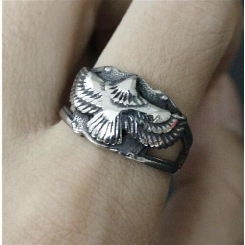 Size 7-13 Fashion Live To Free Flying Eagle Biker Ring 316L Stainless Steel Jewelry Cool Men Women Fashion Biker Eagle Ring