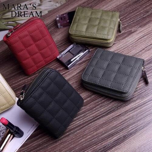 Maras Dream Women Short Wallets PU Leather Female Plaid Purses Nubuck Card Holder Wallet Fashion Lady Zipper With Coin Purse