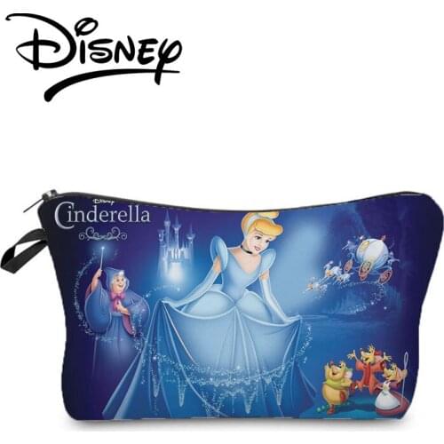 Disney Princess Cinderella Cosmetic Bags Cartoon Blue Makeup Bag Hot Sale Child Organizer Bag Girl Birthday Party Gift Candy Bag
