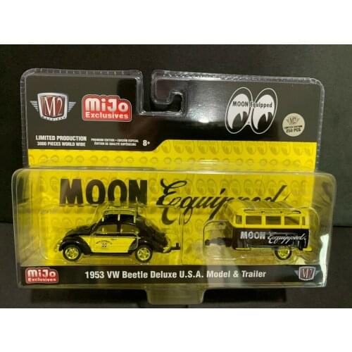 M2 machines 1:64 1953 VW Beetle DULUXE U.S.A MODEL&Trailer RV Moon Eye chase Collection limited alloy die-casting car models