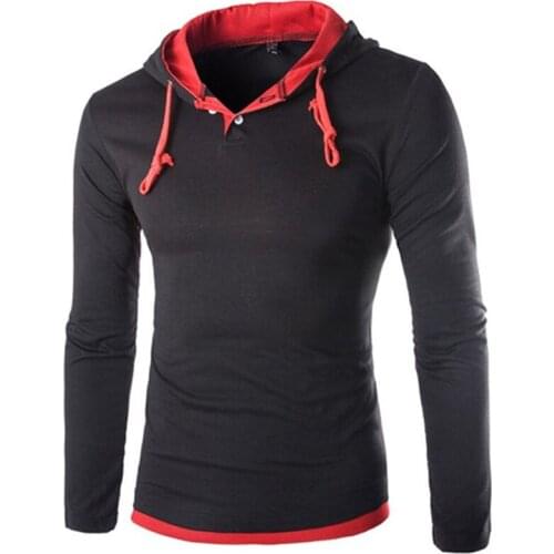 2019 Autumn Long Sleeve Hooded T Shirt Men Slim Fit Hooded T-shirts Pullover Hoodies Tops Drop Shipping Q6285