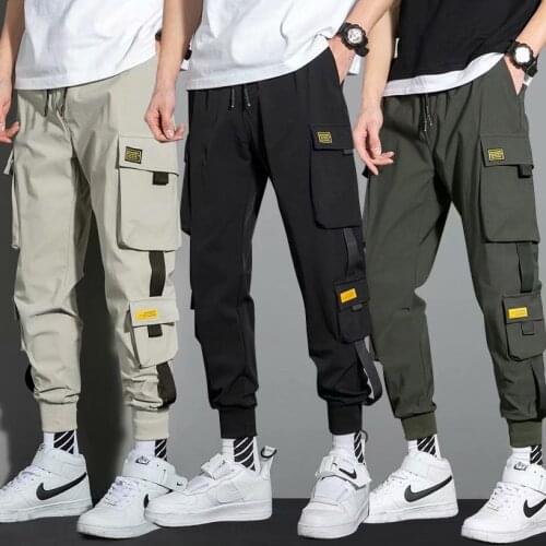 Mens Fashion Harem Pants Spring and Summer Thin Male Loose Tie Feet Cropped Trousers Student Pants Black Pants Men