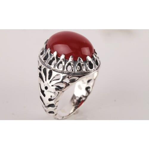 UM US JEWELRY Agate Gemstone 925 Sterling Silver Men Ring