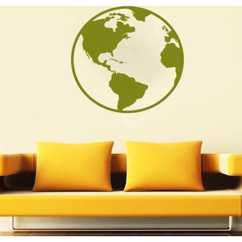 Earth Wall Decal Nature Globe Map Planet Seas Oceans Land Cosmos Vinyl Wall Sticker Office School Classroom Interior Decor S992