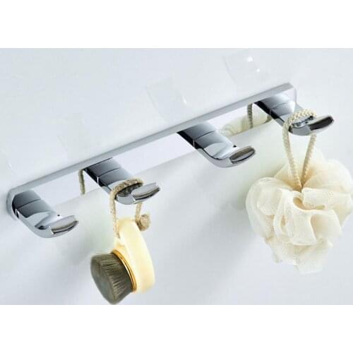 Wall Mounted Bathroom Towel Rack Shelf Towel Holder Hotel Rail Storage Holder with 4 Hooks Storage Rack