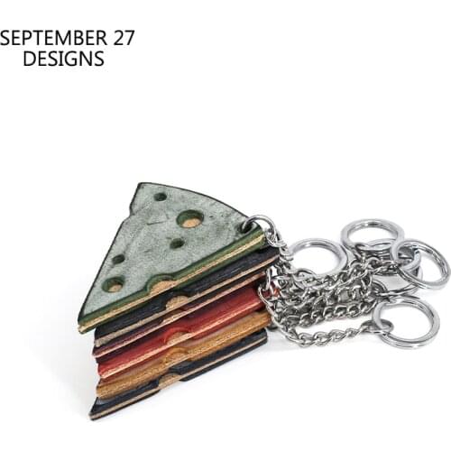 New Fashion Keychain Genuine Leather Luxury Handmade Original Fog Wax Color Lovers Small Pendant Key Chain 100% Cowskin