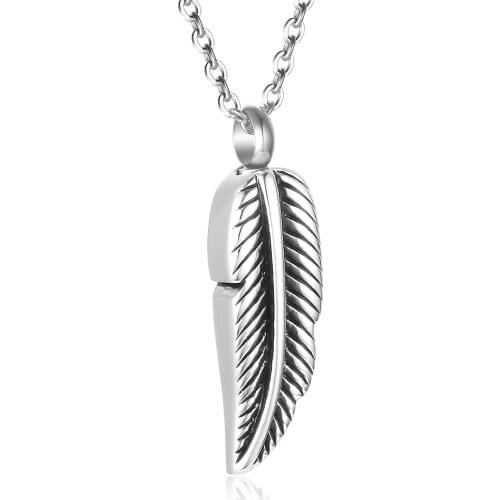 Feather Urn Necklace Hold Cremation Ashes Keepsake Memorial Jewelry Stainless Steel Funeral Cremation Jewelry for Women Men