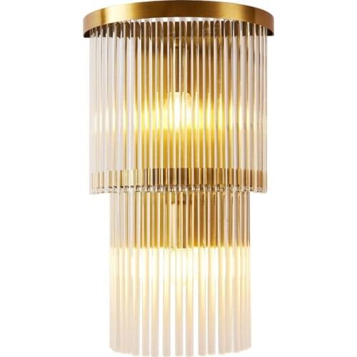 Post Modern LED Wall Lights Luxury Crystal Glass Lampshade Golden Hotel Villa Hallway Staircase Indoor Decor Metal Wall Sconces