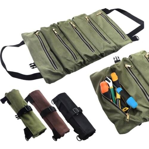 Car Tool Roll Up Bags Canvas Storage Pouch Tools Tote Sling Holder Back Seat Organizer