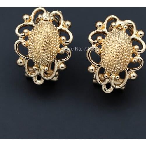 Earrings post with Loop Connectors Base Hollow Oval Clip Stud Earrings Hooks DIY African Nigerian Weddings Jewelry Findings