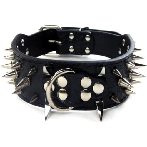 Punk PU Studded Dog Collar Pet Adjustable Harness Spike Artificial Leather Dog Supplies C63B
