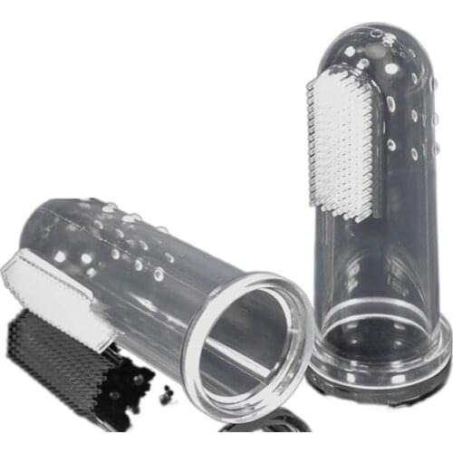 Pet Dog Finger Toothbrush Transparent Oral Cleaning Care Silicone Finger Brush