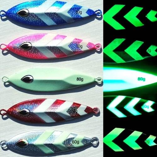 Super Glow 60g/ 80g/100g/120g/150g Lumious Glow in dark ribbonfish snapper lead fish lead jig knife jig boat fishing lure