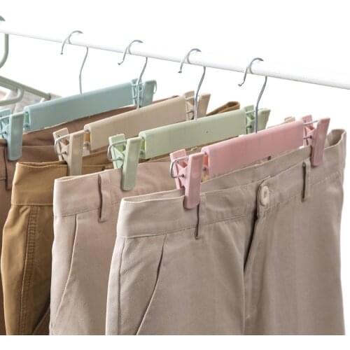 Hanger windproof pants rack pants clip household non-slip pants hanging multifunctional hanger closet storage bag