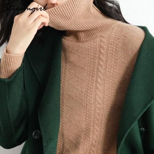 Womens Sweater 2021 Turtleneck Knitted Pullover White Winter Women Sweaters Turtleneck Pullovers Warm Womens Turtleneck Jumper
